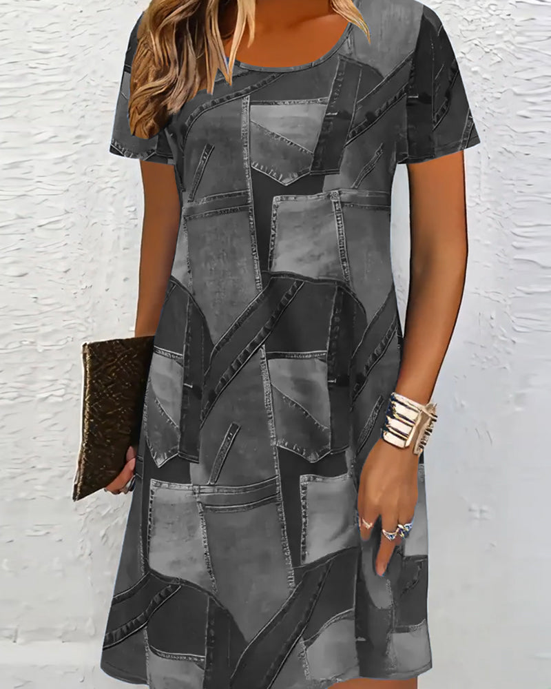 Kjole Trendy Trykt Casual