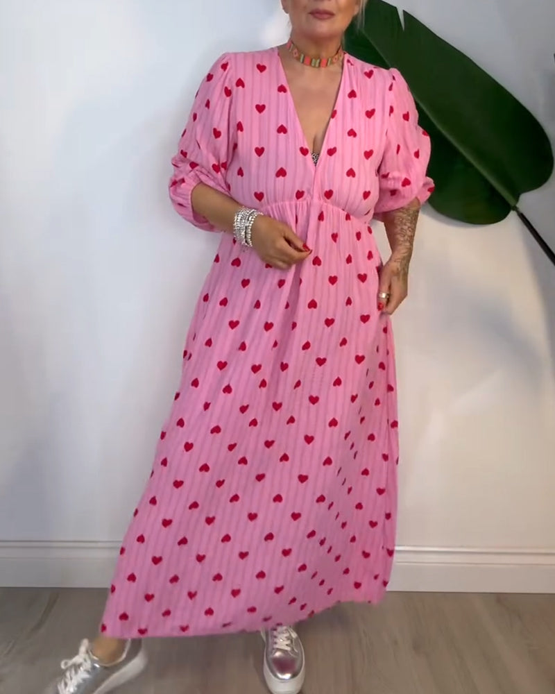 Kjole Elegant V-Udskæring Hjertemønster