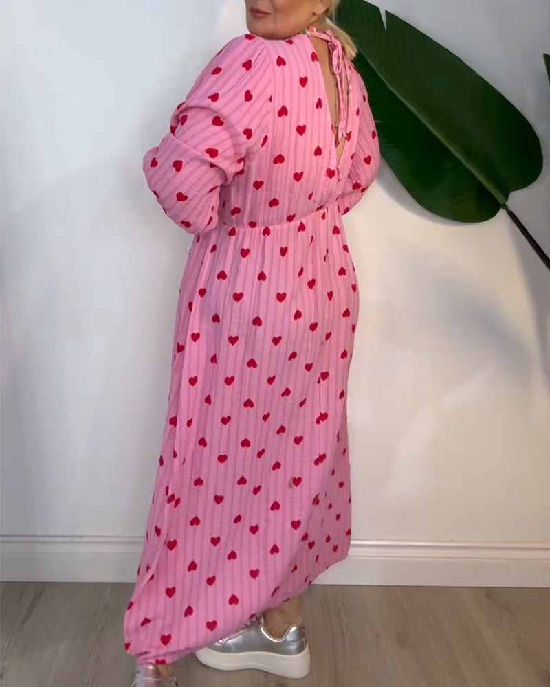 Kjole Elegant V-Udskæring Hjertemønster